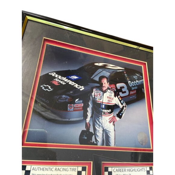 Dale Earnhardt Framed Memorabilia With Authentic Racing Tire Piece & Career High - Picture 2 of 8